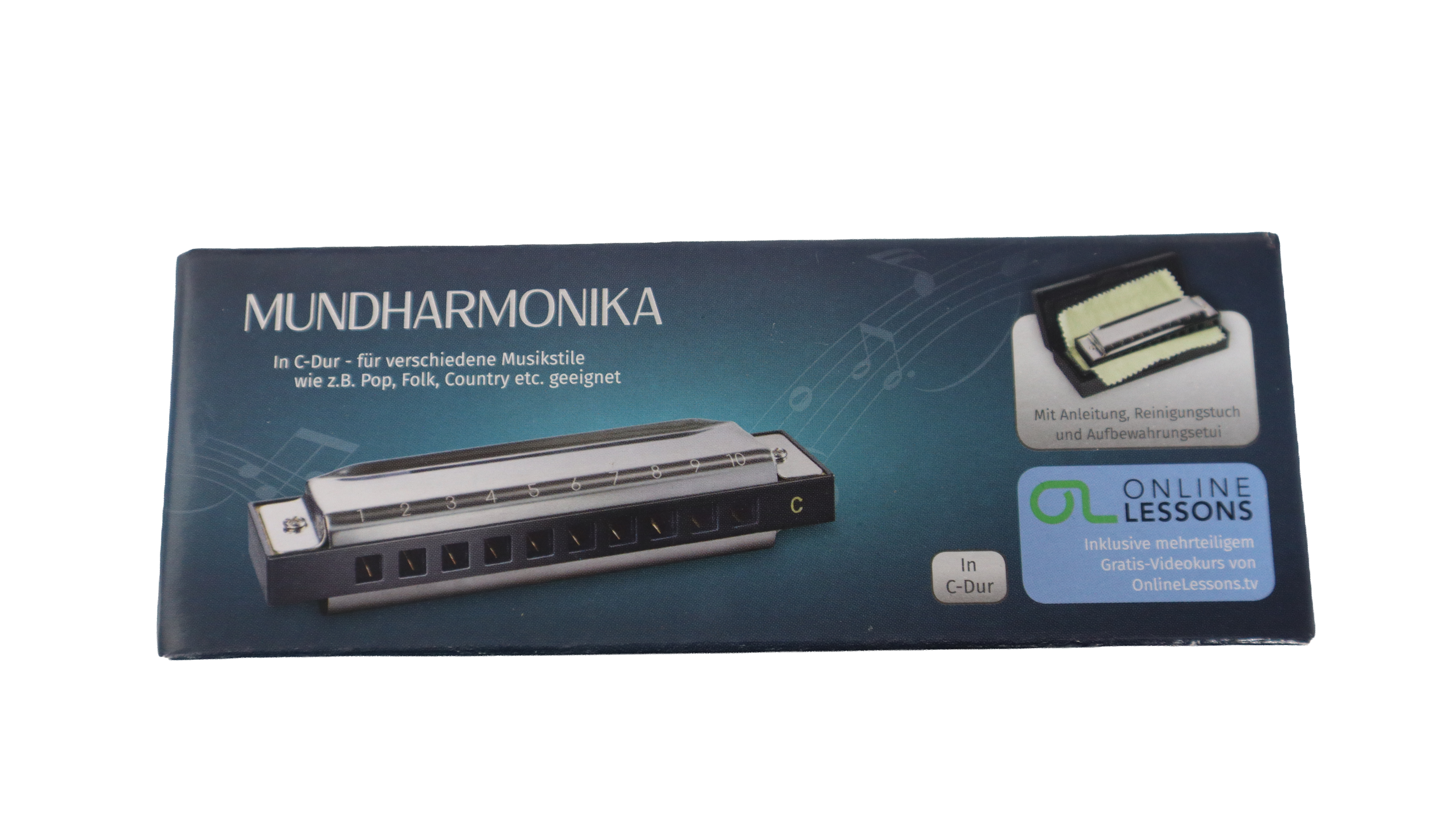 Mundharmonika in C-Dur mit Etui