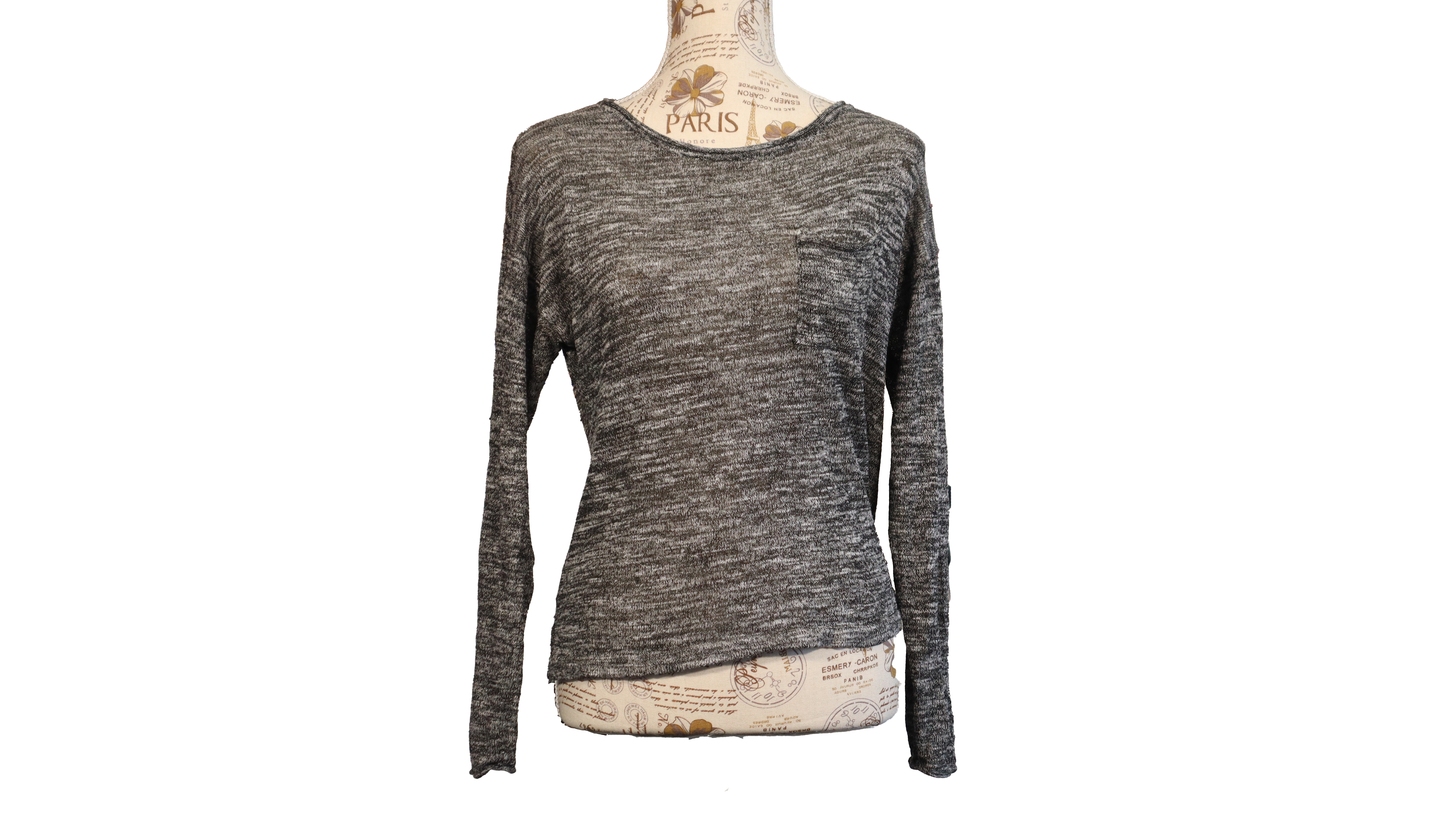 Divided Long Sleeve Gr. S grau/weiß mit Tasche