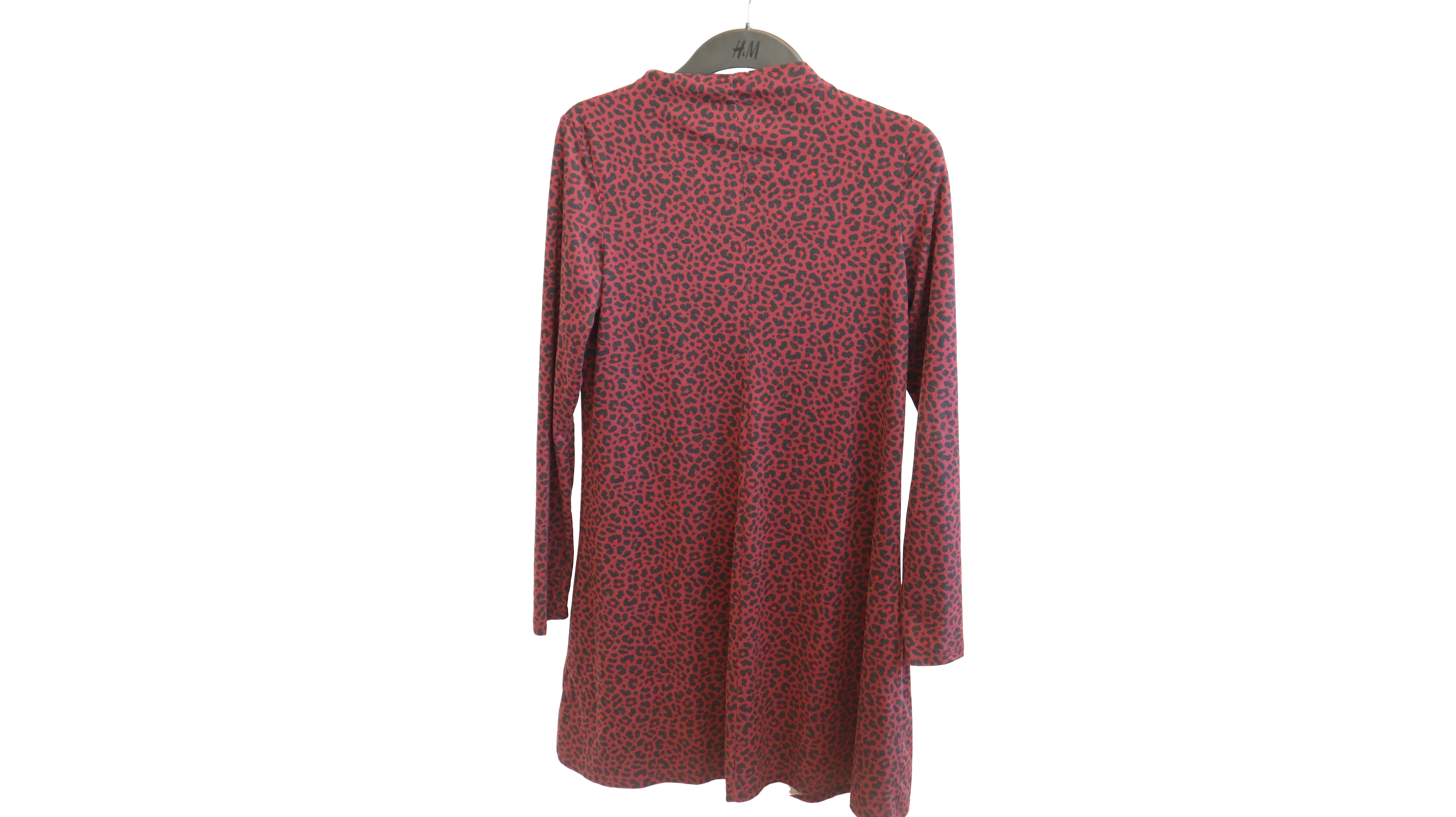 Kleid, Leopardmuster, Rot-Schwarz