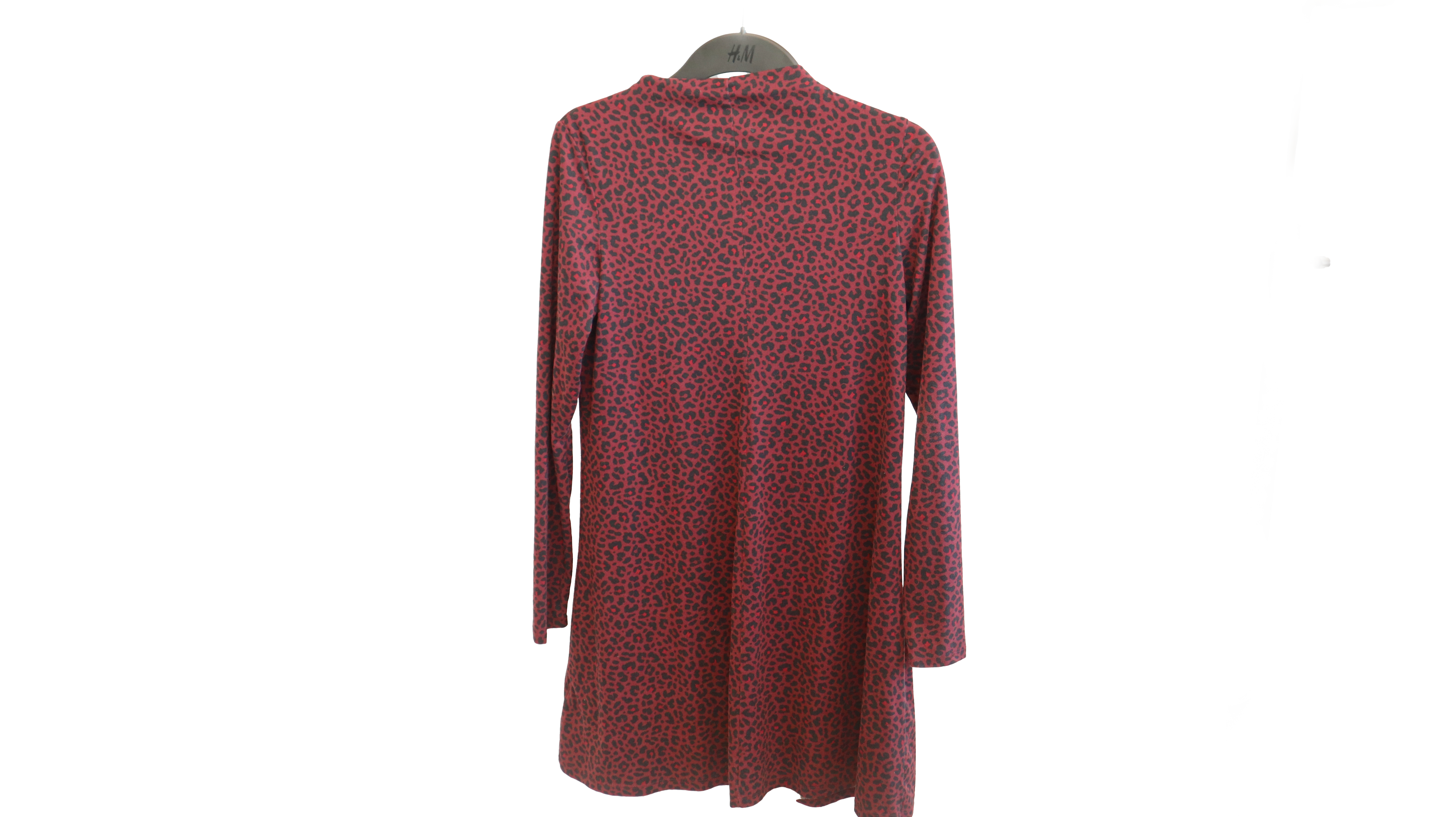 Kleid, Leopardmuster, Rot-Schwarz