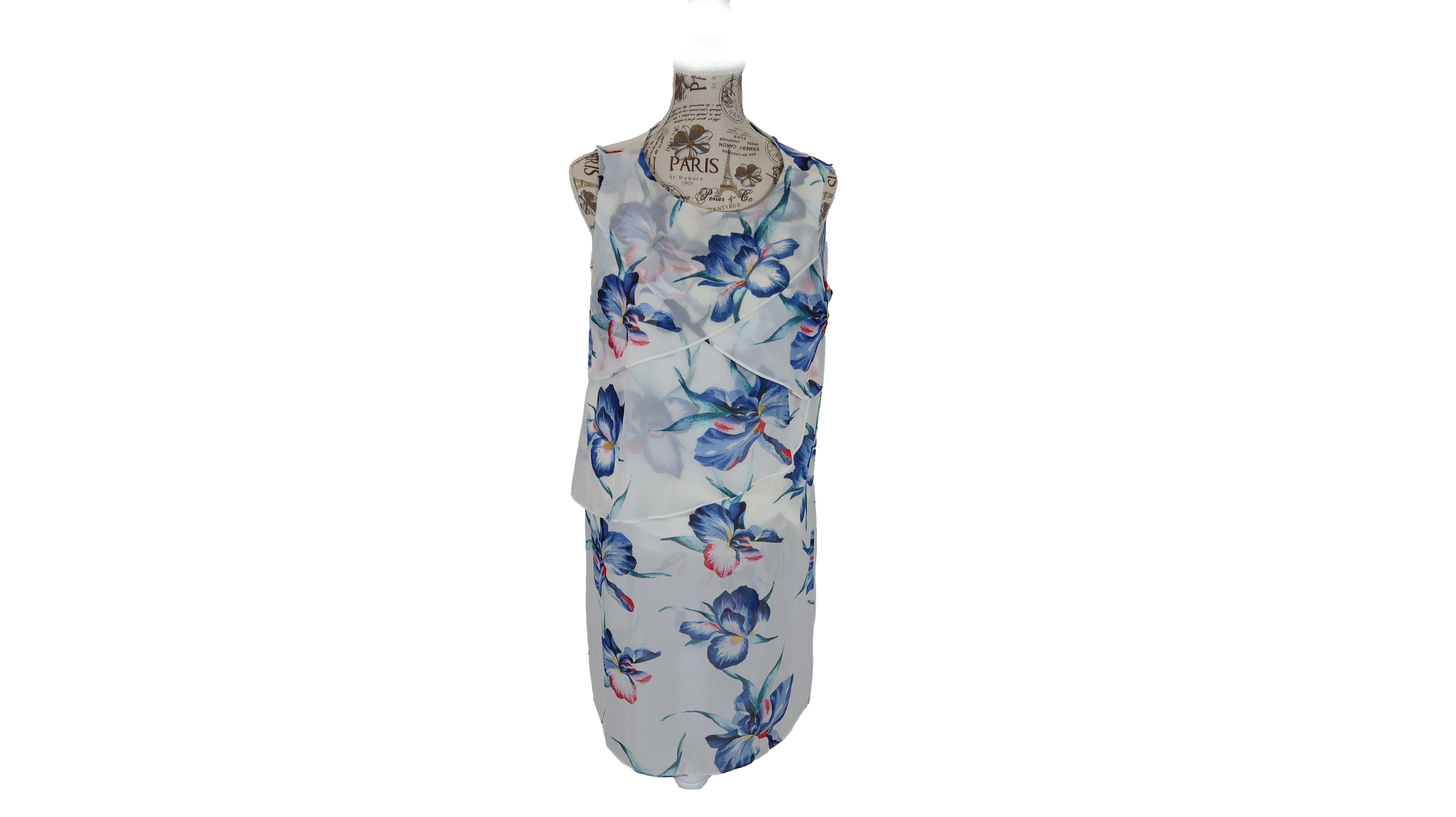 Weißes Kleid blaue Blumen Gr.40