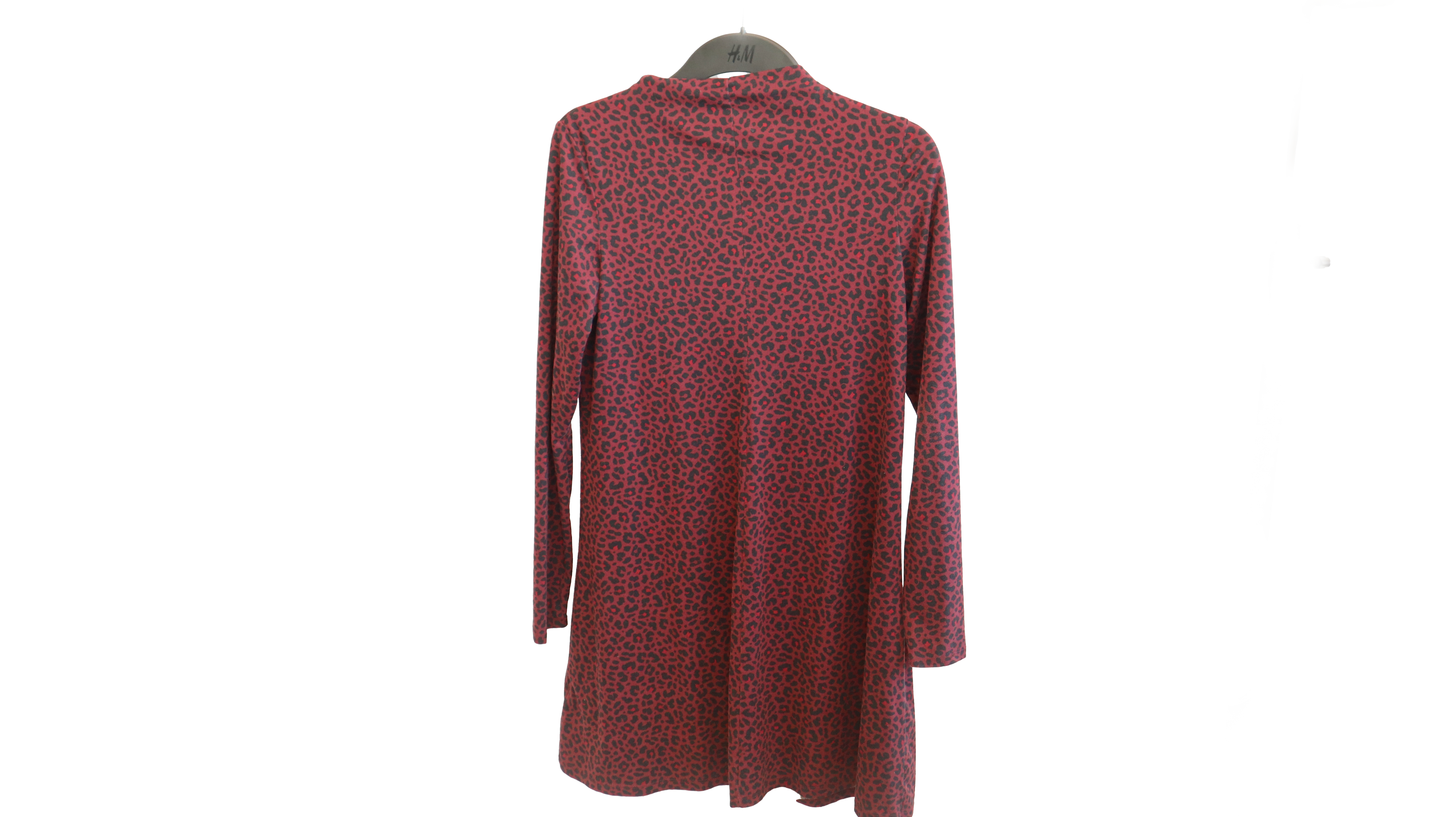 Kleid, Leopardmuster, Rot-Schwarz